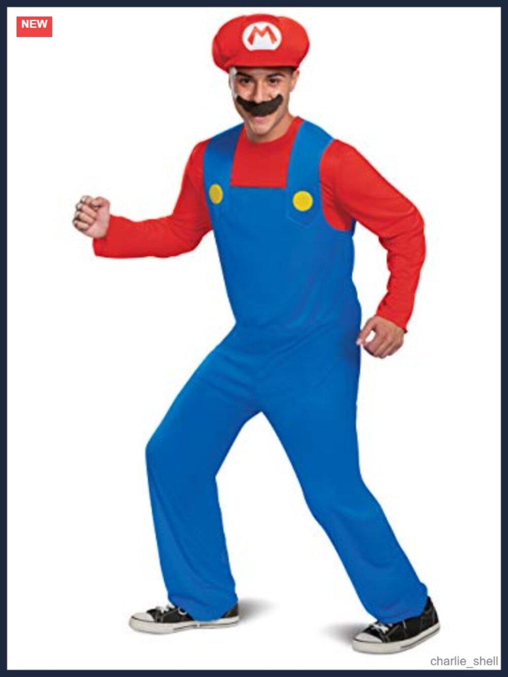 Adult Mario Costume with Hat and Mustache Officially Licensed Nintendo